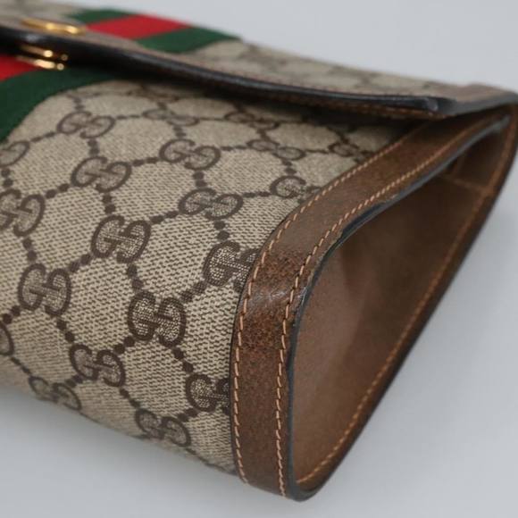 GUCCI GG Supreme Web Sherry Line Clutch Bag Beige 41 014 3087 25 Auth bs19581 - Picture 7 of 16
